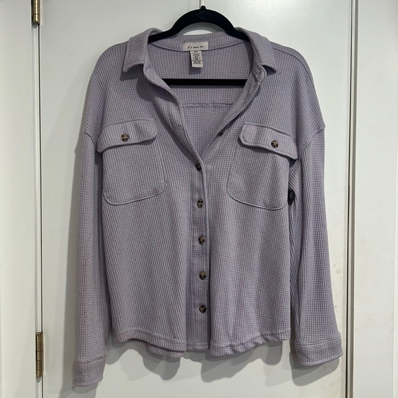 Purple waffle knit long sleeve - Picture 1 of 2